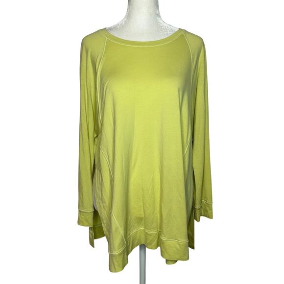 Eileen Fisher Oversized Small Yellow Tencel Blend Crewneck Sweater Sweatshirt - Picture 1 of 7